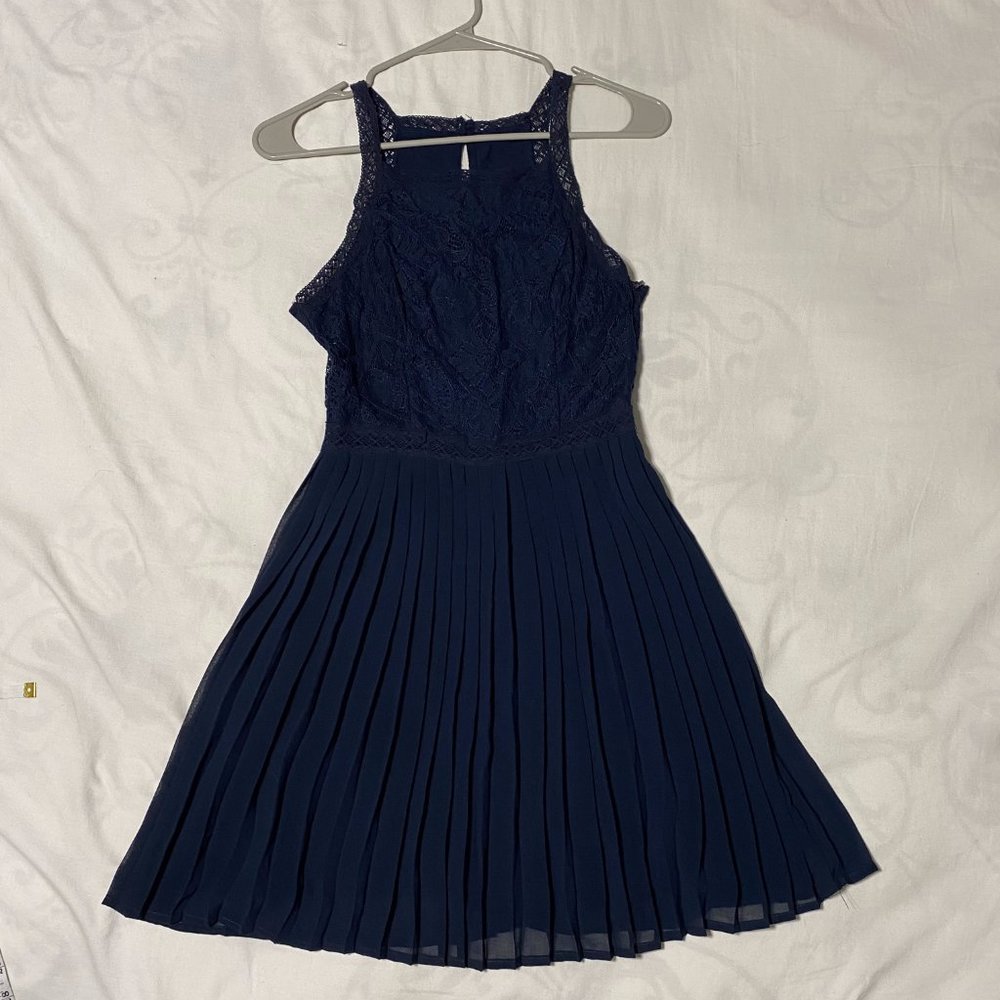 Pleated Navy Blue Hollister Juniors dress